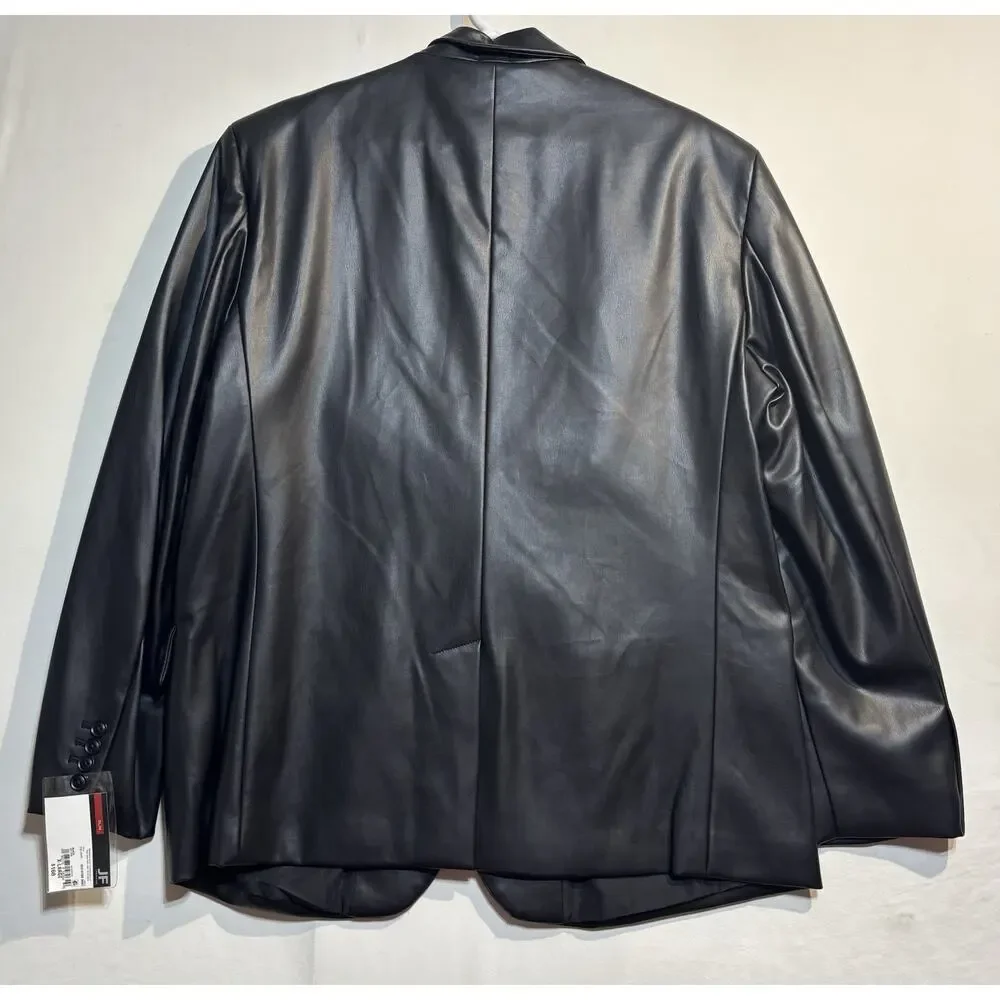 🖤 NWT J. Ferrar Men’s XL Black Faux Leather Blazer Jacket MSRP $168